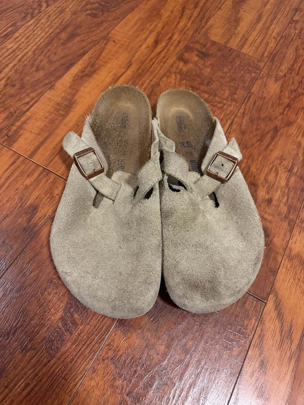 Birkenstock Boston Suede Leather Taupe Clogs Size 40 Regular